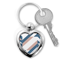 Geometric Abstract Art T- Shirt Mountain River Pattern Key Chain (heart) by EnriqueJohnson