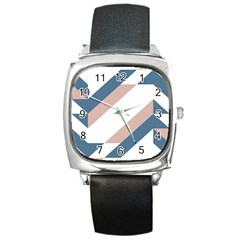 Geometric Abstract Art T- Shirt Mountain River Pattern Square Metal Watch by EnriqueJohnson