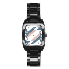 Geometric Abstract Art T- Shirt Mountain River Pattern Stainless Steel Barrel Watch by EnriqueJohnson