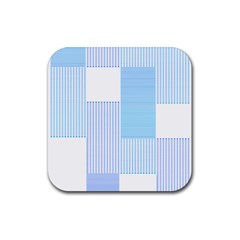 Geometric T- Shirt Blue Composition T- Shirt Rubber Coaster (square) by EnriqueJohnson