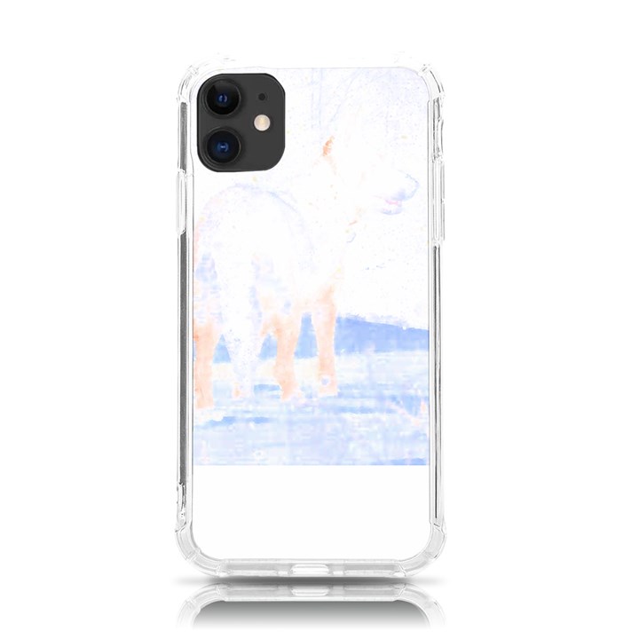 German Shepherd T- Shirt German Shepard Dark Art Standing In Snow T- Shirt iPhone 11 TPU UV Print Case