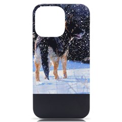 German Shepherd T- Shirt German Shepard Dark Art Standing In Snow T- Shirt Iphone 14 Pro Max Black Uv Print Case by EnriqueJohnson