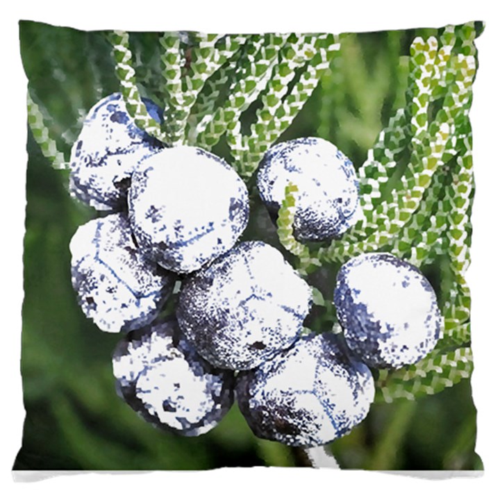 Gin T- Shirt Gin Juniper Berry Plant Photo T- Shirt Large Premium Plush Fleece Cushion Case (Two Sides)