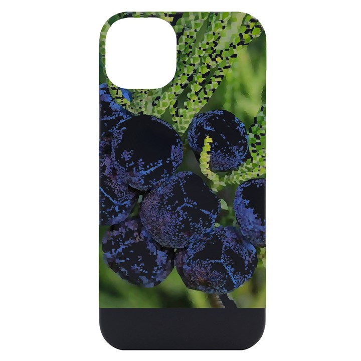 Gin T- Shirt Gin Juniper Berry Plant Photo T- Shirt iPhone 14 Plus Black UV Print Case