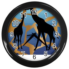 Giraffe Lover T- Shirt G I R A F F E O N G I R A F F E P R I N T P R E T T Y F O R V A C A T I O N T Wall Clock (Black)