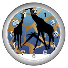 Giraffe Lover T- Shirt G I R A F F E O N G I R A F F E P R I N T P R E T T Y F O R V A C A T I O N T Wall Clock (Silver)