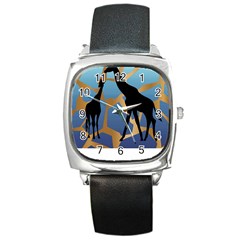 Giraffe Lover T- Shirt G I R A F F E O N G I R A F F E P R I N T P R E T T Y F O R V A C A T I O N T Square Metal Watch