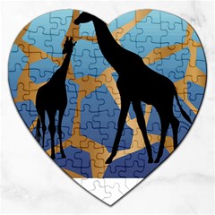 Giraffe Lover T- Shirt G I R A F F E O N G I R A F F E P R I N T P R E T T Y F O R V A C A T I O N T Jigsaw Puzzle (Heart)