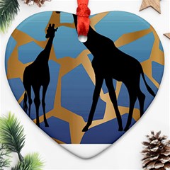 Giraffe Lover T- Shirt G I R A F F E O N G I R A F F E P R I N T P R E T T Y F O R V A C A T I O N T Heart Ornament (Two Sides)