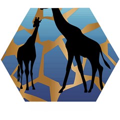 Giraffe Lover T- Shirt G I R A F F E O N G I R A F F E P R I N T P R E T T Y F O R V A C A T I O N T Wooden Puzzle Hexagon