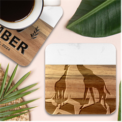 Giraffe Lover T- Shirt G I R A F F E O N G I R A F F E P R I N T P R E T T Y F O R V A C A T I O N T Marble Wood Coaster (Square)