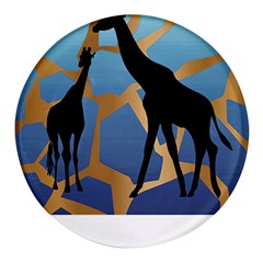 Giraffe Lover T- Shirt G I R A F F E O N G I R A F F E P R I N T P R E T T Y F O R V A C A T I O N T Round Glass Fridge Magnet (4 pack)