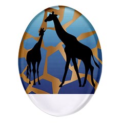 Giraffe Lover T- Shirt G I R A F F E O N G I R A F F E P R I N T P R E T T Y F O R V A C A T I O N T Oval Glass Fridge Magnet (4 pack)