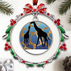 Giraffe Lover T- Shirt G I R A F F E O N G I R A F F E P R I N T P R E T T Y F O R V A C A T I O N T Metal X mas Wreath Ribbon Ornament