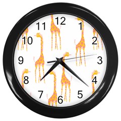 Giraffe Pattern T- Shirt Giraffes T- Shirt Wall Clock (black) by EnriqueJohnson