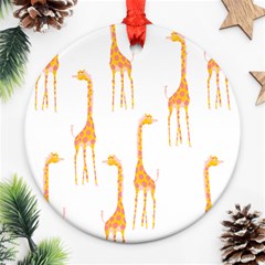 Giraffe Pattern T- Shirt Giraffes T- Shirt Round Ornament (two Sides) by EnriqueJohnson