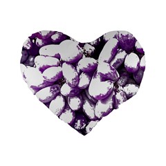 Grapes T- Shirt Purple Grapes Photo T- Shirt Standard 16  Premium Flano Heart Shape Cushions by EnriqueJohnson