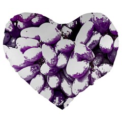 Grapes T- Shirt Purple Grapes Photo T- Shirt Large 19  Premium Flano Heart Shape Cushions by EnriqueJohnson