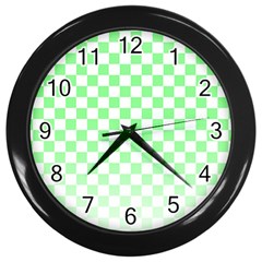 Green Checker T- Shirt Green Checker T- Shirt Wall Clock (black) by EnriqueJohnson