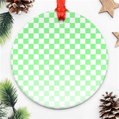 Green Checker T- Shirt Green Checker T- Shirt Round Ornament (two Sides) by EnriqueJohnson