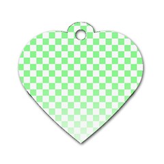 Green Checker T- Shirt Green Checker T- Shirt Dog Tag Heart (one Side) by EnriqueJohnson