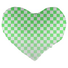 Green Checker T- Shirt Green Checker T- Shirt Large 19  Premium Heart Shape Cushions by EnriqueJohnson