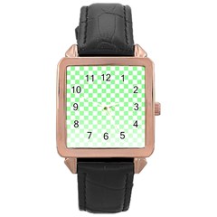 Green Checker T- Shirt Green Checker T- Shirt Rose Gold Leather Watch  by EnriqueJohnson