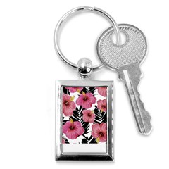 Hawaii T- Shirt Hawaian Floral Pattern T- Shirt Key Chain (rectangle) by EnriqueJohnson