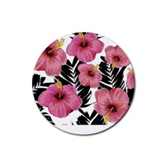 Hawaii T- Shirt Hawaian Floral Pattern T- Shirt Rubber Coaster (round) by EnriqueJohnson