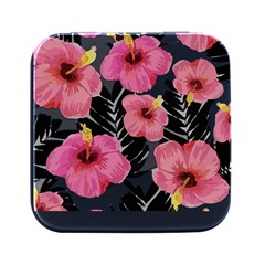 Hawaii T- Shirt Hawaian Floral Pattern T- Shirt Square Metal Box (black) by EnriqueJohnson