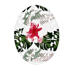 Hawaii T- Shirt Hawaii Blood Flower Garden T- Shirt Oval Filigree Ornament (two Sides)