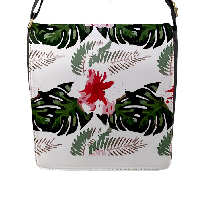 Hawaii T- Shirt Hawaii Blood Flower Garden T- Shirt Flap Closure Messenger Bag (L)