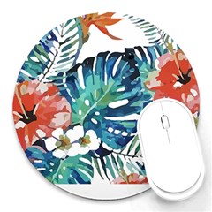 Hawaii T- Shirt Hawaii Christmas Flower Fashion T- Shirt Round Mousepad by EnriqueJohnson