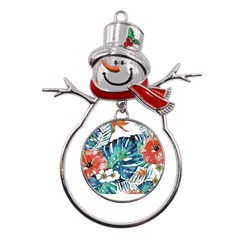 Hawaii T- Shirt Hawaii Christmas Flower Fashion T- Shirt Metal Snowman Ornament by EnriqueJohnson