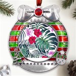 Hawaii T- Shirt Hawaii Cup Creative T- Shirt Metal X Mas Ribbon With Red Crystal Round Ornament Front