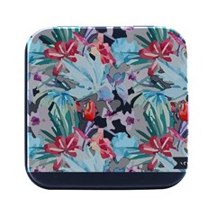 Hawaii T- Shirt Hawaii Flora Pattern T- Shirt Square Metal Box (black) by EnriqueJohnson