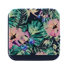 Hawaii T- Shirt Hawaii Flora T- Shirt Square Metal Box (black) by EnriqueJohnson