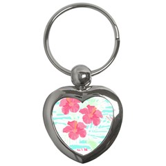 Hawaii T- Shirt Hawaii Floral Trend T- Shirt Key Chain (heart) by EnriqueJohnson