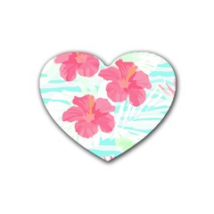 Hawaii T- Shirt Hawaii Floral Trend T- Shirt Rubber Coaster (Heart)