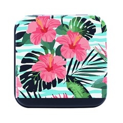 Hawaii T- Shirt Hawaii Floral Trend T- Shirt Square Metal Box (black) by EnriqueJohnson