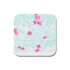 Hawaii T- Shirt Hawaii Flower Bird Fashion T- Shirt Rubber Square Coaster (4 Pack) by EnriqueJohnson