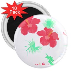 Hawaii T- Shirt Hawaii Flower Fashion T- Shirt 3  Magnets (10 Pack)  by EnriqueJohnson