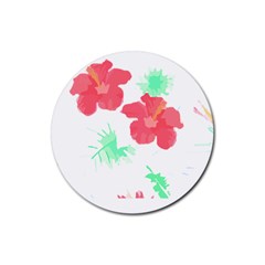 Hawaii T- Shirt Hawaii Flower Fashion T- Shirt Rubber Coaster (round) by EnriqueJohnson