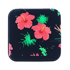 Hawaii T- Shirt Hawaii Flower Fashion T- Shirt Square Metal Box (black)