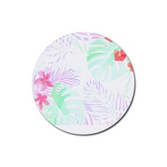 Hawaii T- Shirt Hawaii Flower Garden T- Shirt Rubber Coaster (round) by EnriqueJohnson