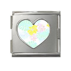 Hawaii T- Shirt Hawaii Flower Of Easter Garden T- Shirt Mega Link Heart Italian Charm (18mm)