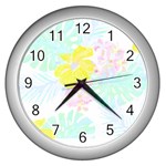 Hawaii T- Shirt Hawaii Flower Of Easter Garden T- Shirt Wall Clock (Silver) Front