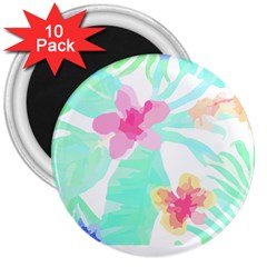 Hawaii T- Shirt Hawaii Flower Pattern T- Shirt 3  Magnets (10 Pack)  by EnriqueJohnson