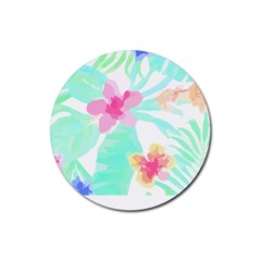 Hawaii T- Shirt Hawaii Flower Pattern T- Shirt Rubber Coaster (round) by EnriqueJohnson