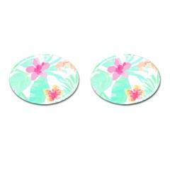 Hawaii T- Shirt Hawaii Flower Pattern T- Shirt Cufflinks (oval) by EnriqueJohnson